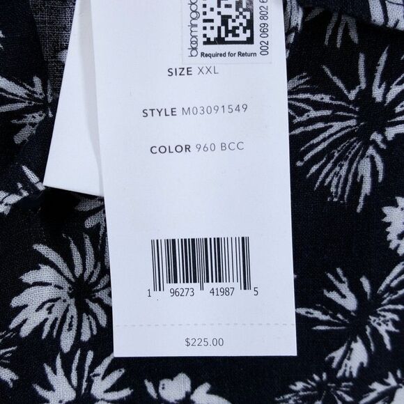 VINCE Shirt Mens XXL Black Floral Short Sleeve Pocket Button Up Linen Blend $225 - Picture 5 of 10